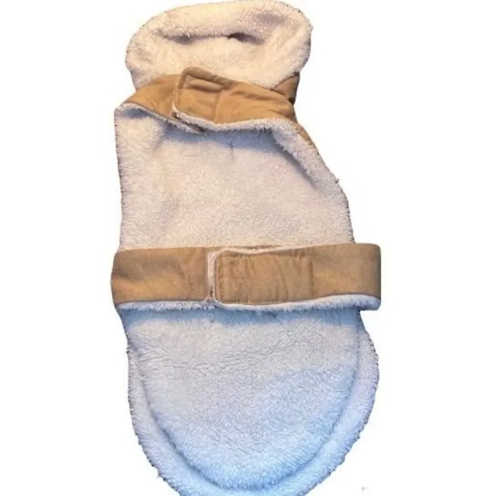 Faux Suede Fuzzy Fleece Dog Jacket Coat Small
